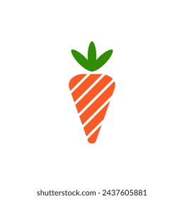 Carrot logo cut into slices and strips. Diced and chopped carrot. Vector illustration.