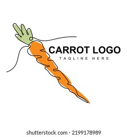 Carrot Logo Design Line Vector Style Vegetarian Fruit Vegetable Icon Cooking Ingredients