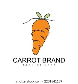 Carrot Logo Design Line Vector Style Vegetarian Fruit Vegetable Icon Cooking Ingredients