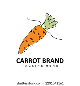Carrot Logo Design Line Vektorstil Vegetarian Obstvegetation Icon Cooking Zutaten