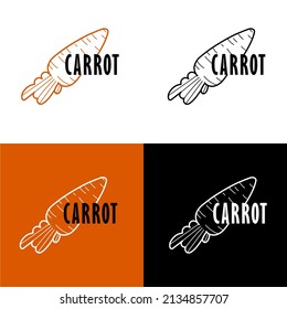 carrot logo design with carrot stylization. logo for your restaurant, business, cafe, vegetarian vegan food, for raw foodists