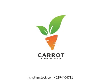 Carrot Logo. Geometric shape Carrot Isolated on White Background. Usable for Vegetables, Business and Branding Logos. Flat Vector Design Template Element