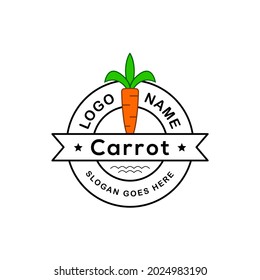 carrot logo with line and rustic design. grass field logo