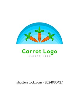 carrot logo with a simple and modern design. landscape logo in the fields and blue sky