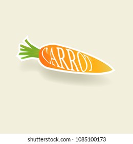 Carrot logo with text design. label vegan menu. shop organic food. vector illustration.