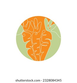 Carrot Logo, Vector Garden Farm Carrot Vegetables, Line Design, Template Illustration
