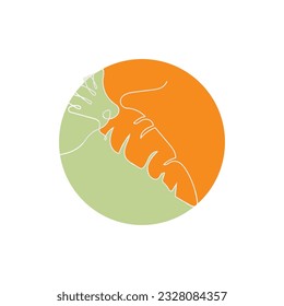 Carrot Logo, Vector Garden Farm Carrot Vegetables, Line Design, Template Illustration