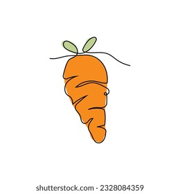 Carrot Logo, Vector Garden Farm Carrot Vegetables, Line Design, Template Illustration