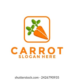 Carrot logo vector vegetable design, Carrot with leaf logo design template