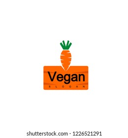 Carrot Logo, Vegan Label Design Vector