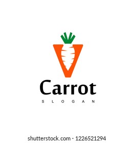 Carrot Logo, Vegan Label Design Vector