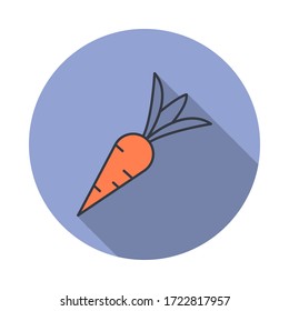 carrot long shadow icon. Simple color vector of web icons for ui and ux, website or mobile application
