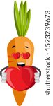 Carrot in love, illustration, vector on white background.