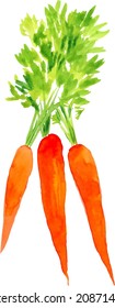 Carrot made of colorful splashes on white background.