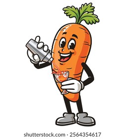 Carrot making cocktail,  Cartoon Character Mascot Illustration Vector Clip-art Hand-drawn Logo Design