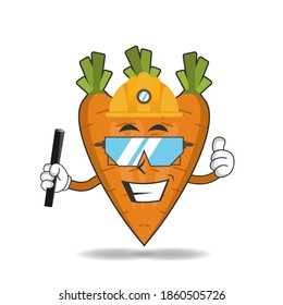 The Carrot mascot character becomes a mining officer. vector illustration