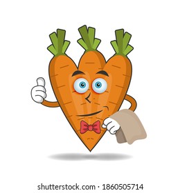 The Carrot mascot character becomes waiters. vector illustration