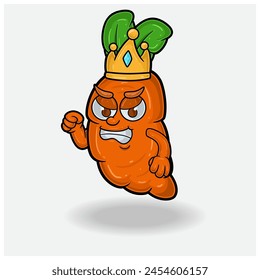 Carrot Mascot Character Cartoon With Angry expression. Vector Illustrations