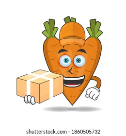 The Carrot mascot character is a delivery person. vector illustration