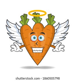 Carrot mascot character dressed like an angel. vector illustration