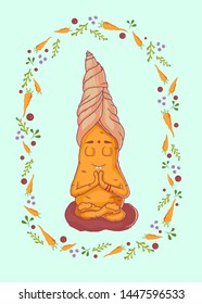 carrot is meditating on the pillow