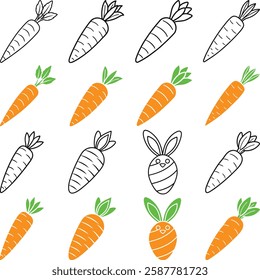 Carrot Monogram Designs Set Cute Carrot Logos Designs Silhouette, Carrot Vector Illustrations