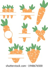 Carrot Monogram Svg vector Illustration isolated on white background. Easter decoration for shirt and scrapbooking.Easter 
monogram for Cricut and Silhouette. svg