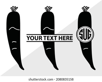 Carrot Monogram, Vegetable,  Printable Vector Illustration