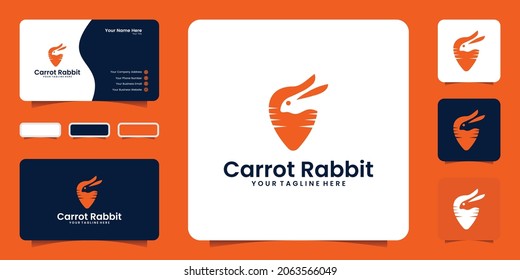 carrot with negative space rabbit logo design