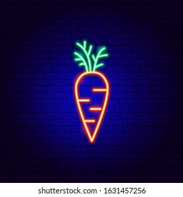 Carrot Neon Sign. Vector Illustration of Vegetable Promotion.