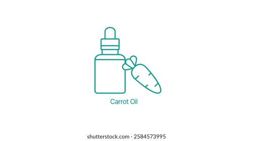 Carrot Oil Bottle Vector Icon, Natural Skincare, Beauty Product