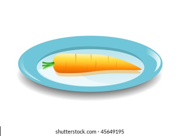 Carrot on a blue plate