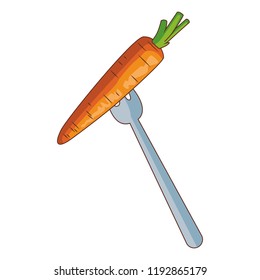 Carrot on fork