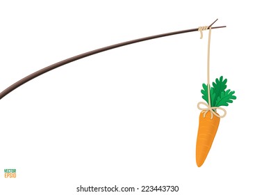 Carrot on a stick motivation illustration. Fits for any article about combination of rewards and punishments.