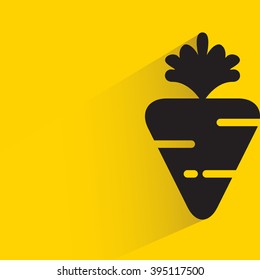 carrot on yellow background, flat and shadow theme