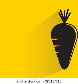carrot on yellow background, flat and shadow theme