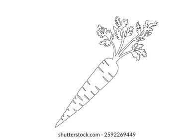 Carrot in one continuous line drawing of carrot vector illustration