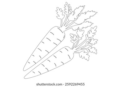 Carrot in one continuous line drawing of carrot vector illustration
