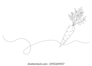 Carrot in one continuous line drawing of carrot vector illustration