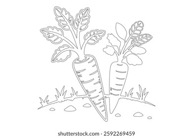 Carrot in one continuous line drawing of carrot vector illustration