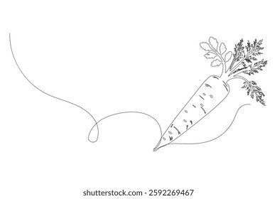 Carrot in one continuous line drawing of carrot vector illustration