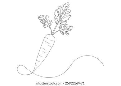 Carrot in one continuous line drawing of carrot vector illustration