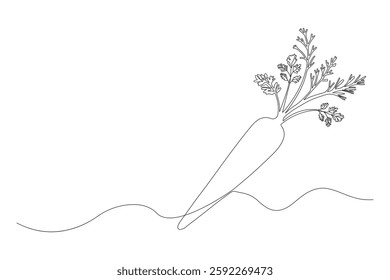 Carrot in one continuous line drawing of carrot vector illustration