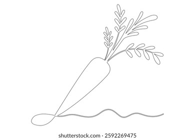 Carrot in one continuous line drawing of carrot vector illustration