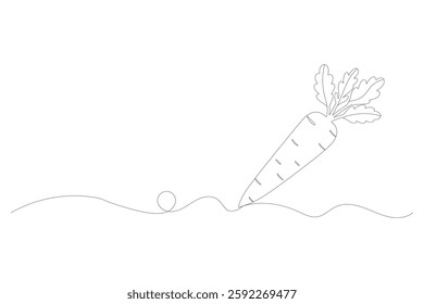 Carrot in one continuous line drawing of carrot vector illustration