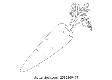 Carrot in one continuous line drawing of carrot vector illustration