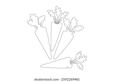 Carrot in one continuous line drawing of carrot vector illustration