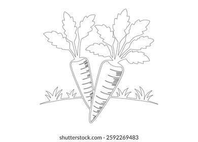 Carrot in one continuous line drawing of carrot vector illustration