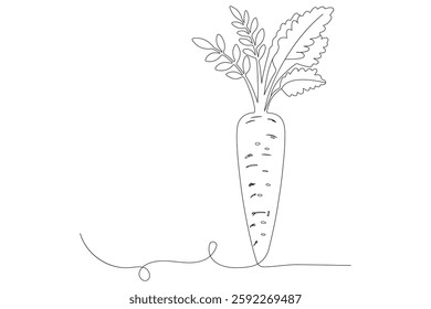 Carrot in one continuous line drawing of carrot vector illustration