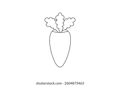 Carrot in one continuous line drawing of vector illustration design